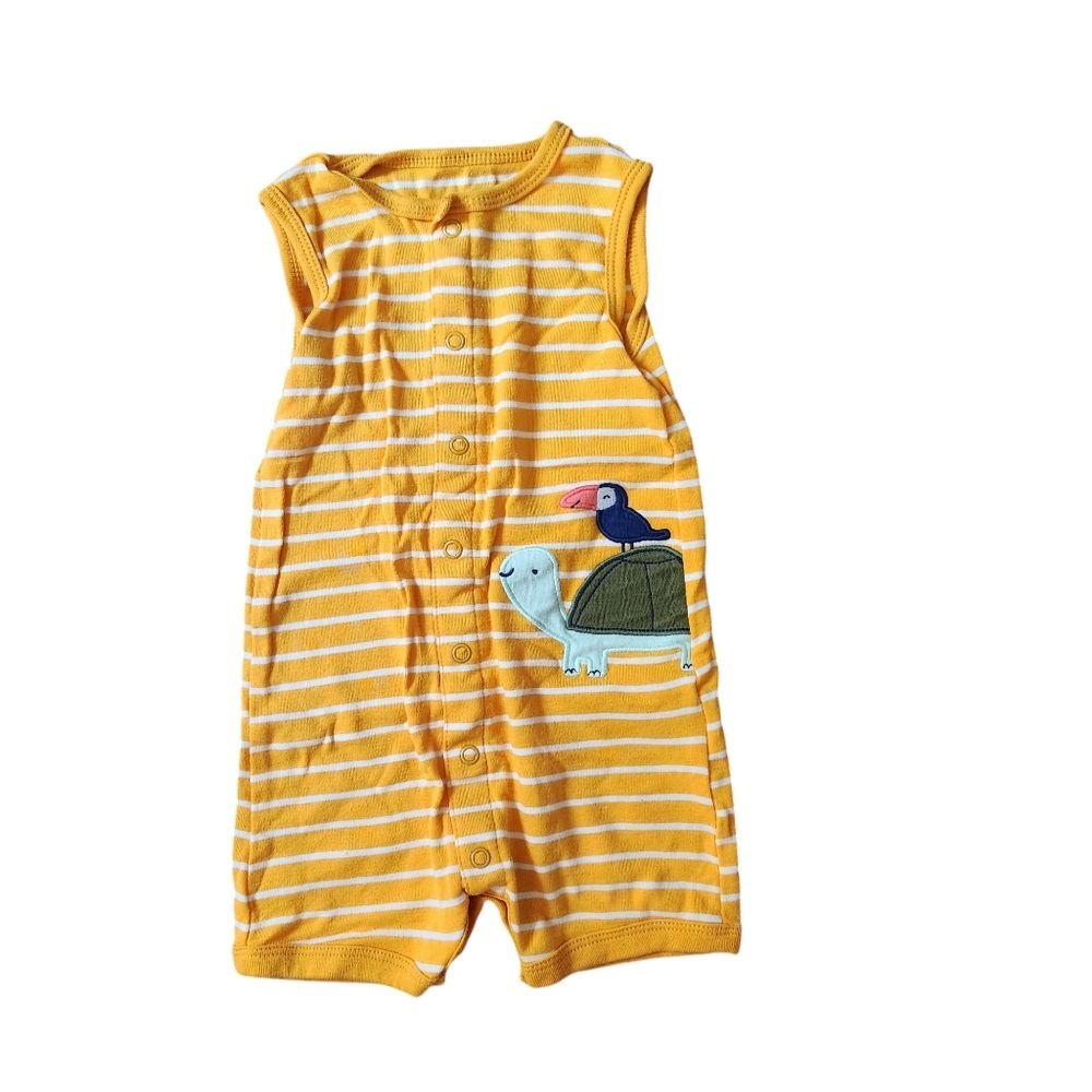 Carter's Boys Snap-up Sleeveless Striped Romper Size 12 months Yellow & White